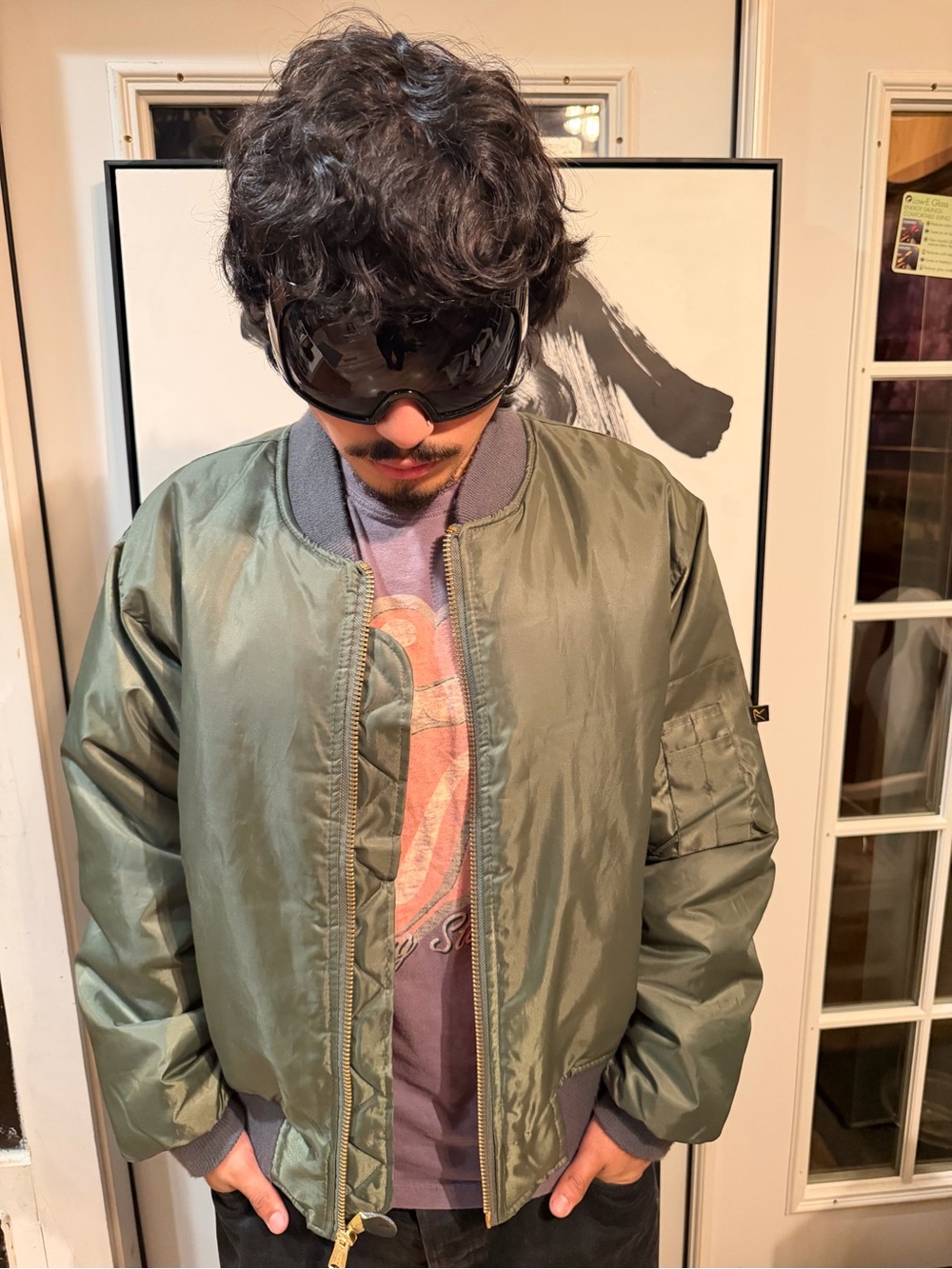 Red Tornado MA-1 Flight Jacket Olive Green Nylon Bomber